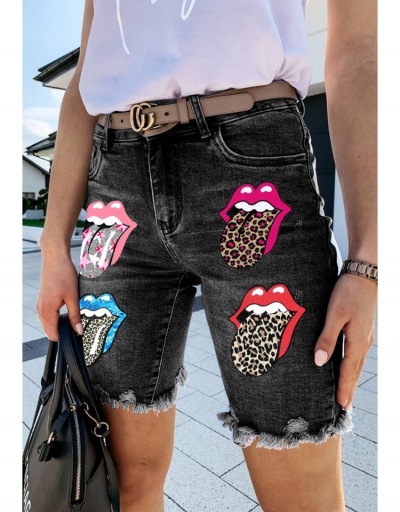 Replica  Lips Printing Tight Denim Pants For Women #797293 $29.27 USD for Wholesale