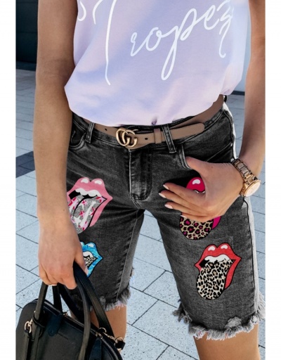 Replica  Lips Printing Tight Denim Pants For Women #797293 $29.27 USD for Wholesale