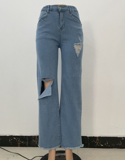 Replica Euro Style Hole Design Loose Women Long Jeans  #797295 $28.08 USD for Wholesale