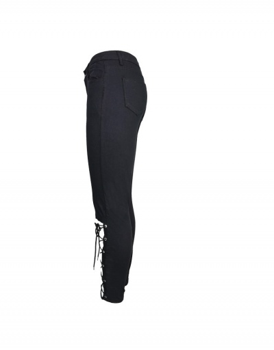 Replica Hollow Out Tie Wrap Designer Black Pencil Jeans #797299 $29.20 USD for Wholesale