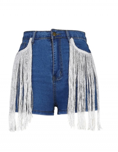 Replica Blue Tassel Denim Shorts For Women #797306 $21.63 USD for Wholesale