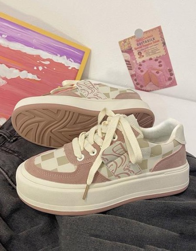 Replica Casual Canvas Contrast Color Pink Sports Sneakers #797317 $18.40 USD for Wholesale