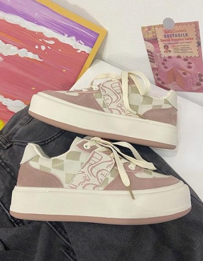 Replica Casual Canvas Contrast Color Pink Sports Sneakers #797317 $18.40 USD for Wholesale