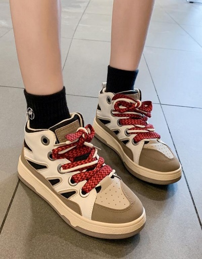 Plush Korean Style Lace Up Sneaker For Women #797322 $33.80 USD, Wholesale Fashion Sneaker