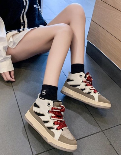 Replica Plush Korean Style Lace Up Sneaker For Women #797322 $33.80 USD for Wholesale