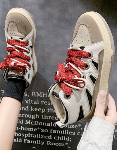 Replica Plush Korean Style Lace Up Sneaker For Women #797322 $33.80 USD for Wholesale