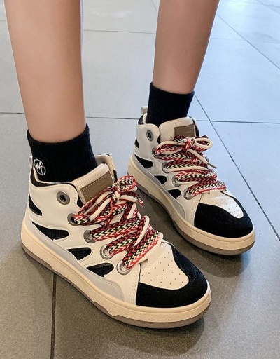 Replica Plush Korean Style Lace Up Sneaker For Women #797322 $33.80 USD for Wholesale