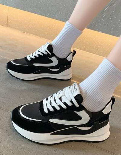 Replica Color Block Lace-Up Women Elevator Sneakers #797327 $34.35 USD for Wholesale