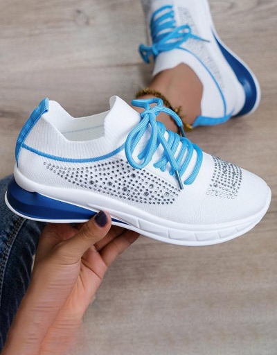 Replica Fashion Contrast Color Rhinestone Women Running Trainers #797328 $25.76 USD for Wholesale