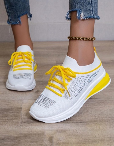 Replica Fashion Contrast Color Rhinestone Women Running Trainers #797328 $25.76 USD for Wholesale