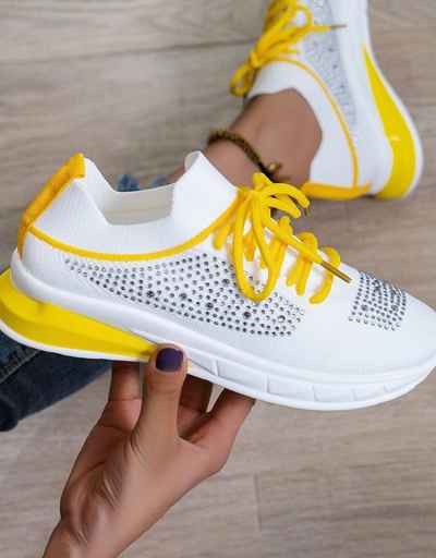 Replica Fashion Contrast Color Rhinestone Women Running Trainers #797328 $25.76 USD for Wholesale