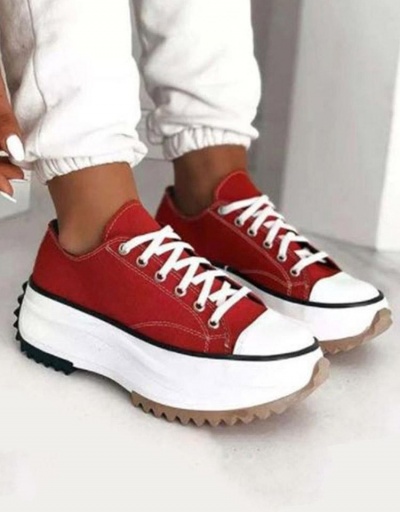 Replica Chunky Soles Lace Up Canvas Shoes For Women #797334 $27.10 USD for Wholesale