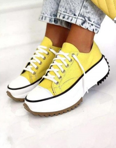 Replica Chunky Soles Lace Up Canvas Shoes For Women #797334 $27.10 USD for Wholesale