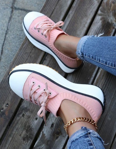 Leisure Contrast Color Lace Up Platform Shoes #797346 $27.04 USD, Wholesale Fashion Sneaker