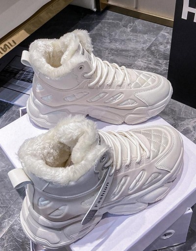 Replica Winter Plush Students High Top Cotton Sneakers #797350 $36.40 USD for Wholesale