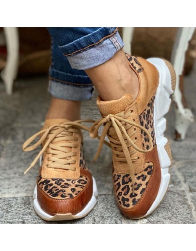 Replica Outdoor Leopard Lace Up Wedge Running Shoes  #797354 $29.75 USD for Wholesale