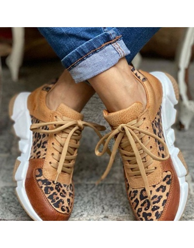 Replica Outdoor Leopard Lace Up Wedge Running Shoes  #797354 $29.75 USD for Wholesale