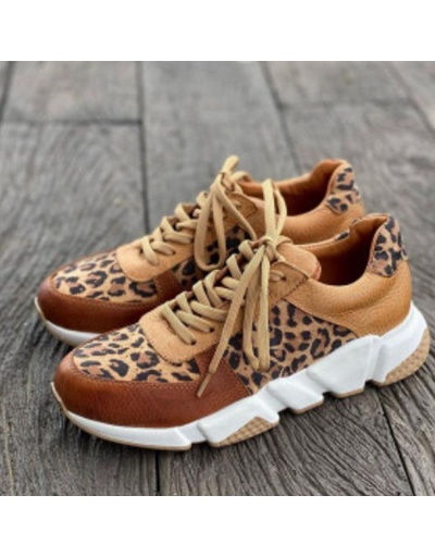 Replica Outdoor Leopard Lace Up Wedge Running Shoes  #797354 $29.75 USD for Wholesale