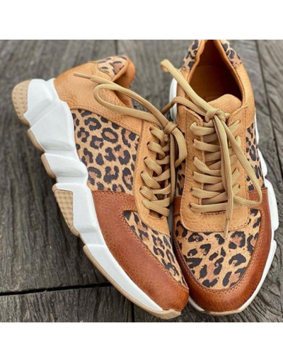 Replica Outdoor Leopard Lace Up Wedge Running Shoes  #797354 $29.75 USD for Wholesale