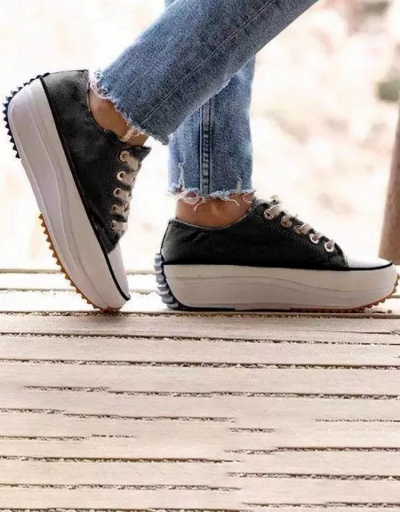 Replica Casual Lace Up Chunky Soles Canvas Shoes #797356 $33.03 USD for Wholesale