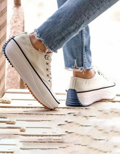 Replica Casual Lace Up Chunky Soles Canvas Shoes #797356 $33.03 USD for Wholesale