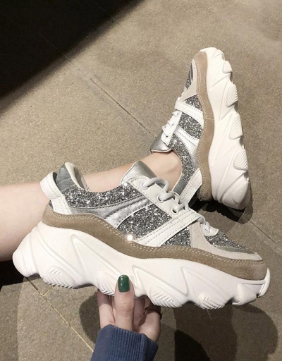 Chunky Soles Sequined Breathable Women Sneakers #797359 $50.37 USD, Wholesale Fashion Sneaker