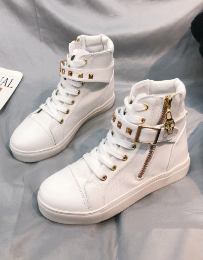 Replica Chic Zipper Patchwork Rivet Canvas Shoes  #797368 $24.89 USD for Wholesale