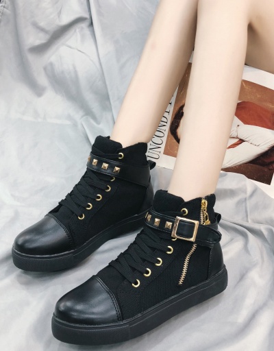 Replica Chic Zipper Patchwork Rivet Canvas Shoes  #797368 $24.89 USD for Wholesale