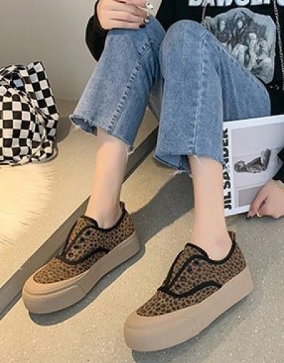 Replica Casual Wedge Leopard Slip On Sneakers #797373 $42.12 USD for Wholesale