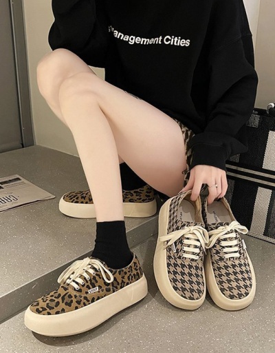 Replica Casual Leopard Houndstooth Canvas Sneaker News #797374 $41.86 USD for Wholesale