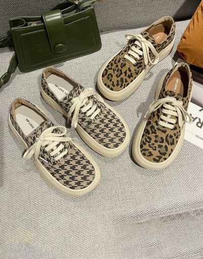 Replica Casual Leopard Houndstooth Canvas Sneaker News #797374 $41.86 USD for Wholesale