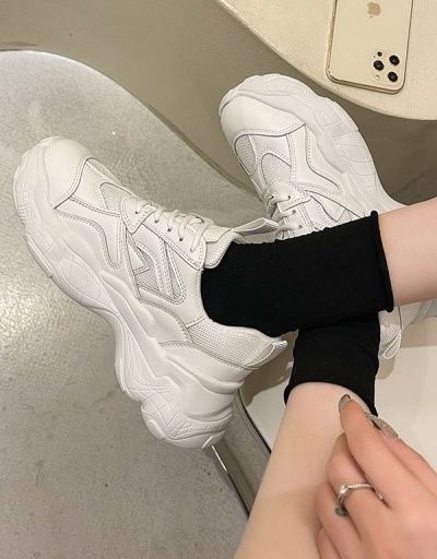 Replica Trendy Versatile White Chunky Soles Sneakers #797386 $31.98 USD for Wholesale