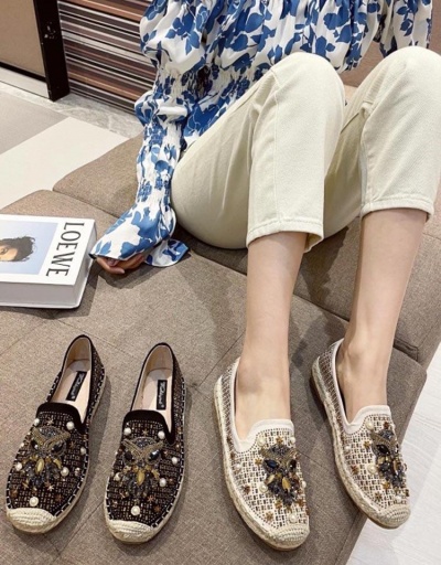 Replica Casual Owl Rhinestone Star Faux Pearl Flats For Women #797387 $52.78 USD for Wholesale