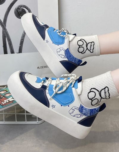 Replica  New Contrast Color Round Toe Design Sneakers #797388 $20.61 USD for Wholesale