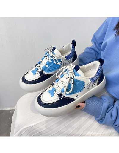 Replica  New Contrast Color Round Toe Design Sneakers #797388 $20.61 USD for Wholesale