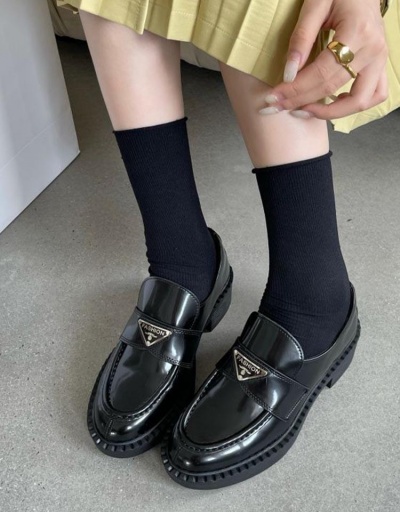 Korean Style Black Chunky Shoes For Women #797393 $46.82 USD, Wholesale Fashion Flats