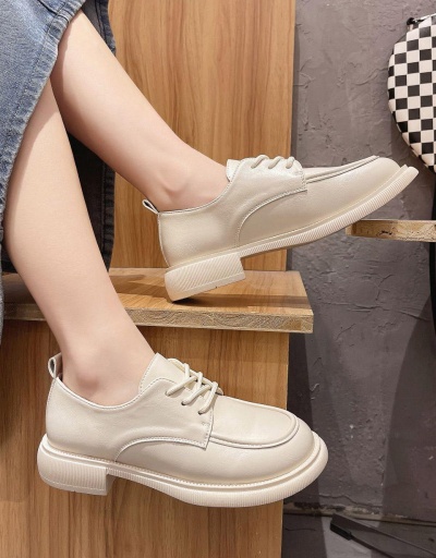 Chunky Heel British Style Solid Lace Up Pu Shoes #797403 $18.59 USD, Wholesale Fashion Flats