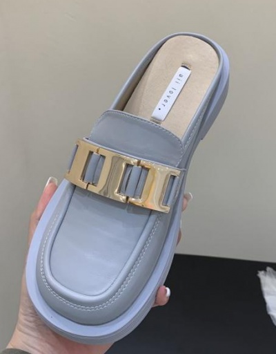 Fashion Metal Buckle Flat Closed Toe Slippers #797416 $46.03 USD, Wholesale Fashion Flats