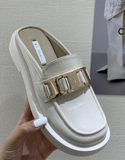 Replica Fashion Metal Buckle Flat Closed Toe Slippers #797416 $46.03 USD for Wholesale