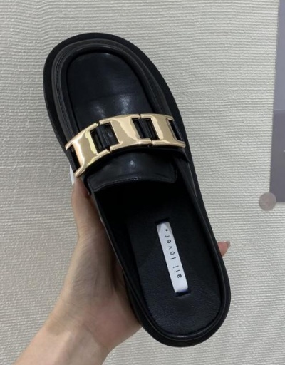 Replica Fashion Metal Buckle Flat Closed Toe Slippers #797416 $46.03 USD for Wholesale