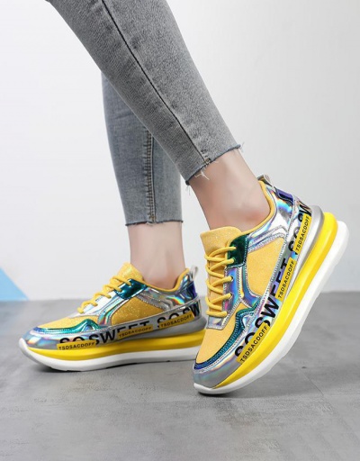 Active Glossy Letter Wedge Lace Up Women Sneakers #797417 $47.13 USD, Wholesale Fashion Sneaker