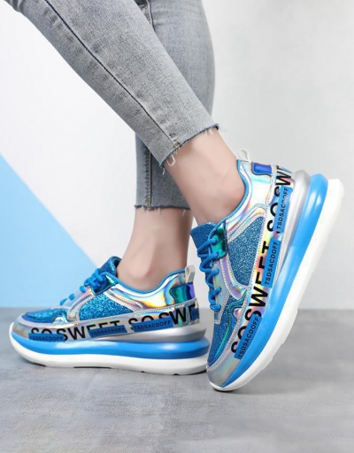 Replica Active Glossy Letter Wedge Lace Up Women Sneakers #797417 $47.13 USD for Wholesale