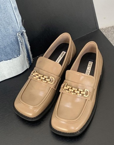 Fashion British Style Metal Chain Slip On Flats Shoes #797425 $49.14 USD, Wholesale Fashion Flats