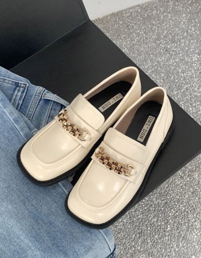 Replica Fashion British Style Metal Chain Slip On Flats Shoes #797425 $49.14 USD for Wholesale