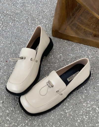 Replica British Style Square Toe Flats Shoes For Women #797429 $43.88 USD for Wholesale