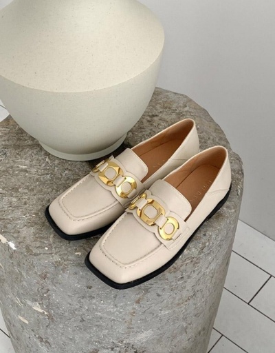 Casual Square Toe Metal Chain Slip On Flat Shoes #797430 $45.06 USD, Wholesale Fashion Flats