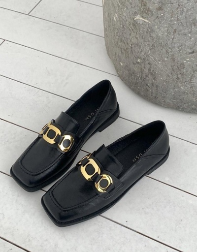 Replica Casual Square Toe Metal Chain Slip On Flat Shoes #797430 $45.06 USD for Wholesale