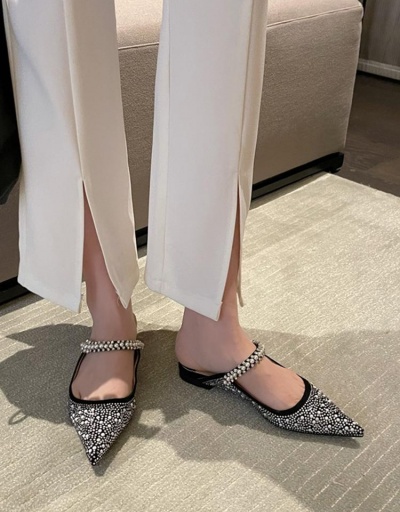 Replica Pointed Toe Rhinestone Evening Mules Slippers For Ladies #797445 $50.37 USD for Wholesale