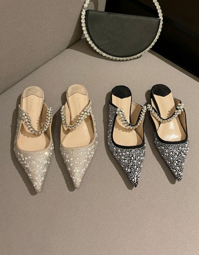 Replica Pointed Toe Rhinestone Evening Mules Slippers For Ladies #797445 $50.37 USD for Wholesale