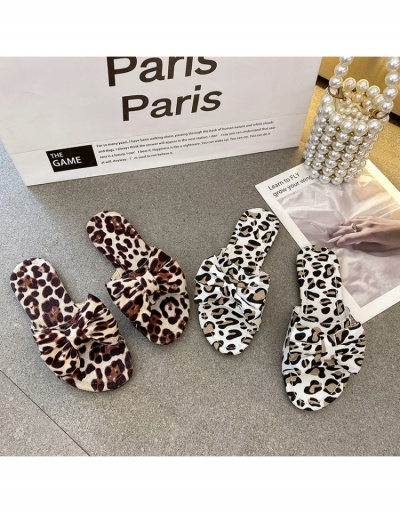 Replica Summer Fashion Leopard Bow Design Flat Women Slippers  #797455 $15.23 USD for Wholesale